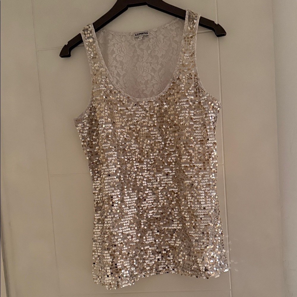 Express Silver Sequin Tank Top